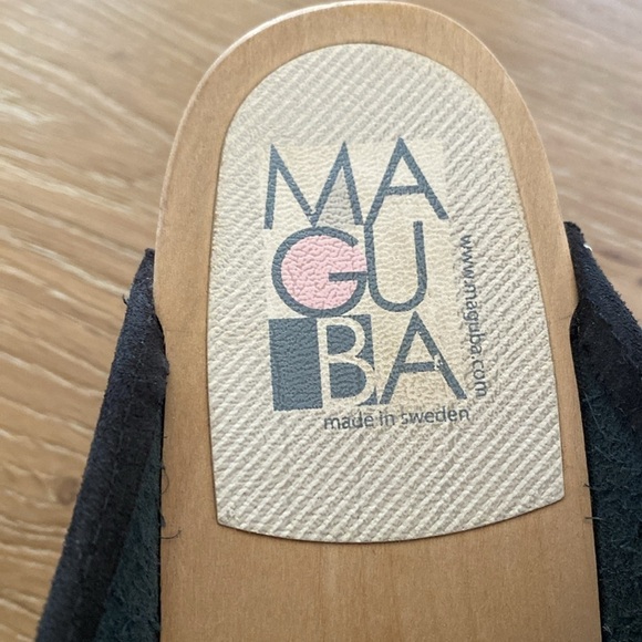 MAGUBA of Sweden Stockholm Berkeley Clogs Mules Womens 9 Suede Wooden Black - Picture 11 of 14